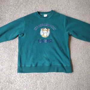 VTG 90s Disney Store Tigger Green Fleece Embroidered Sweatshirt  M